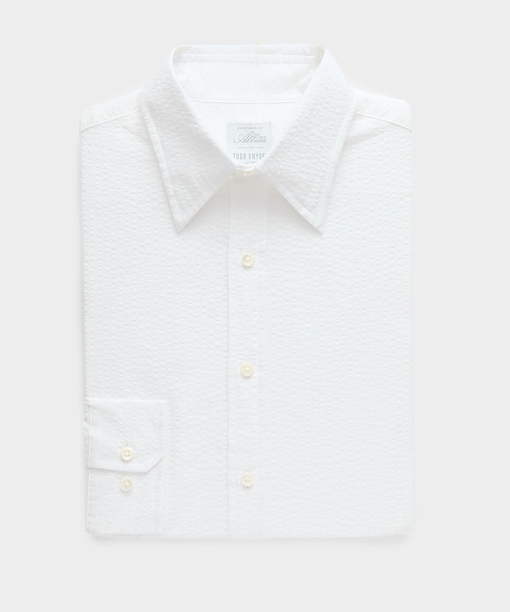 Seersucker Long Point Collar Dress Shirt