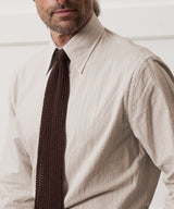 Seersucker Long Point Collar Dress Shirt