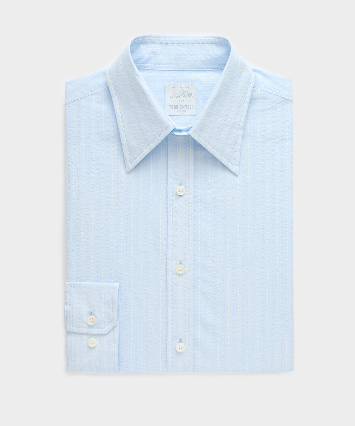 Seersucker Long Point Collar Dress Shirt