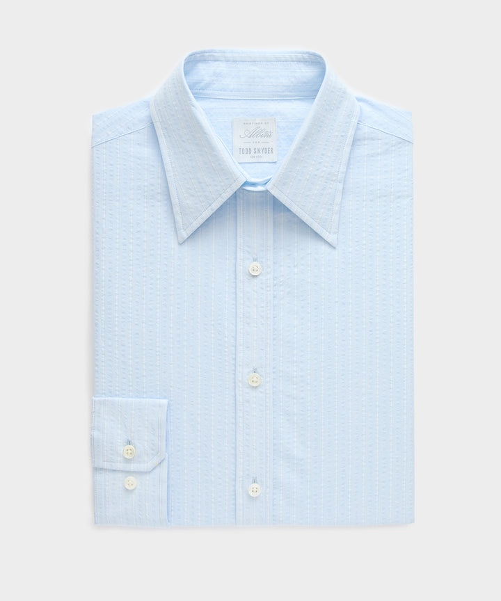 Seersucker Long Point Collar Dress Shirt