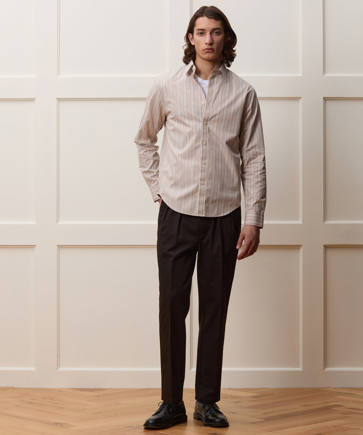 Slim Fit Cotton Poplin Point Collar Shirt