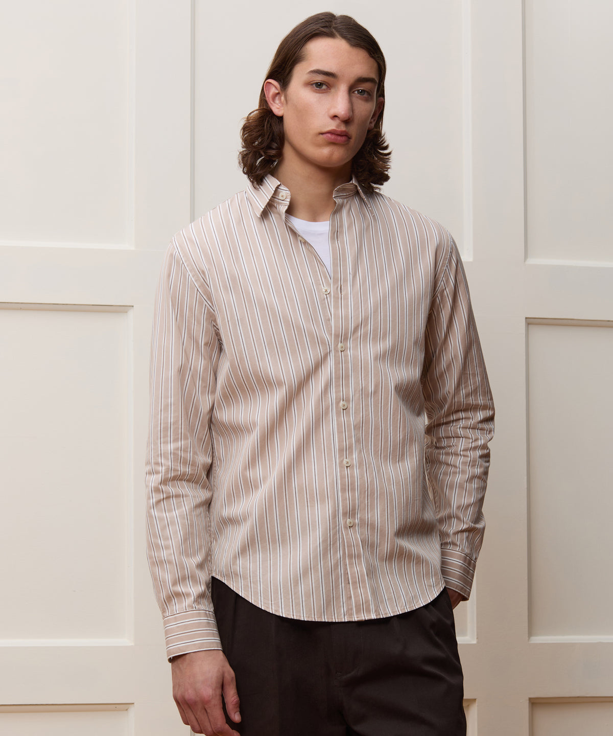 Slim Fit Cotton Poplin Point Collar Shirt