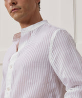 Relaxed Cotton-Silk Band Collar Shirt
