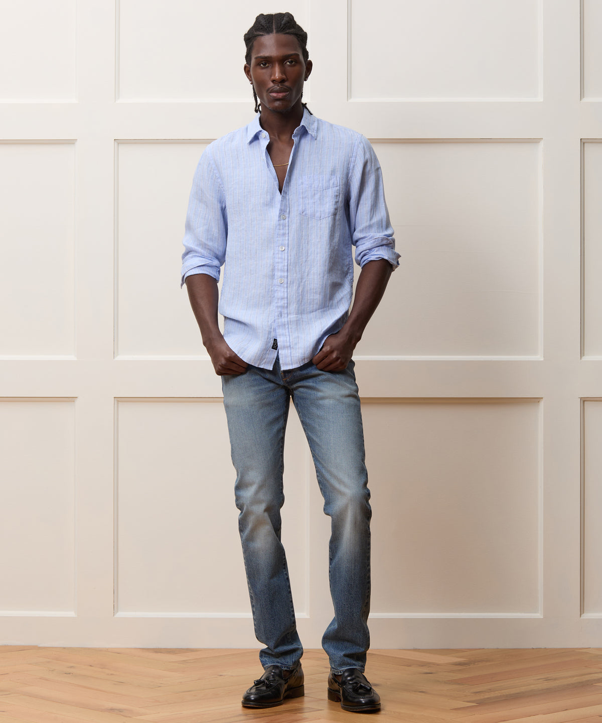 Slim Sea Soft Irish Linen Point Collar Shirt