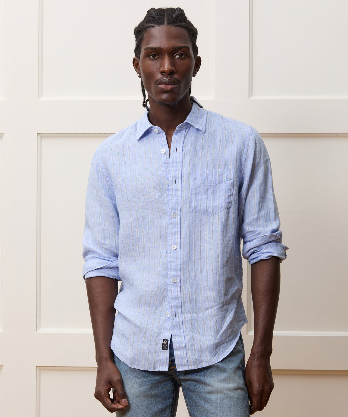 Slim Sea Soft Irish Linen Point Collar Shirt