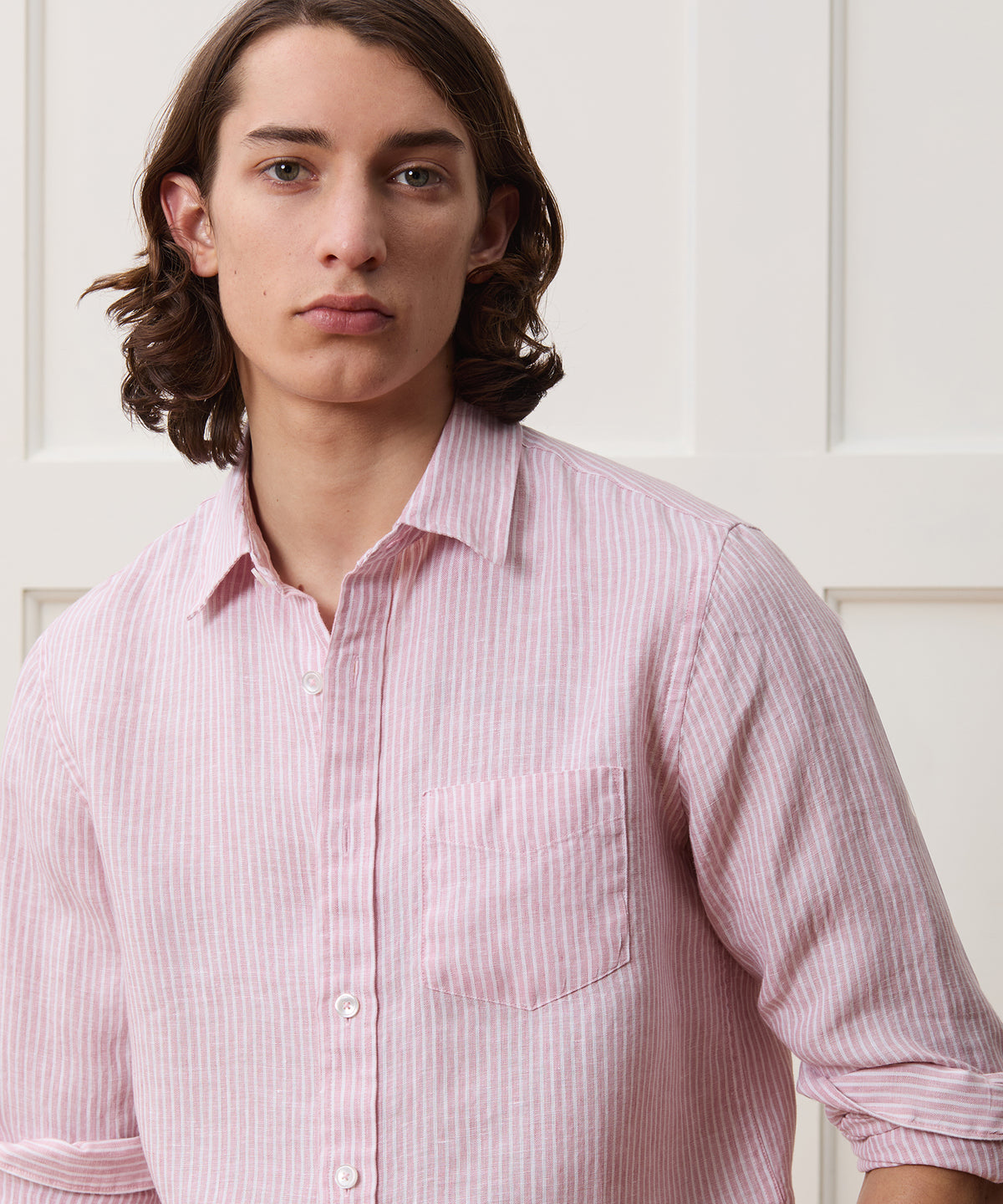 Slim Sea Soft Irish Linen Point Collar Shirt
