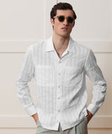 Relaxed Cotton-Silk Jacquard Camp Collar Shirt