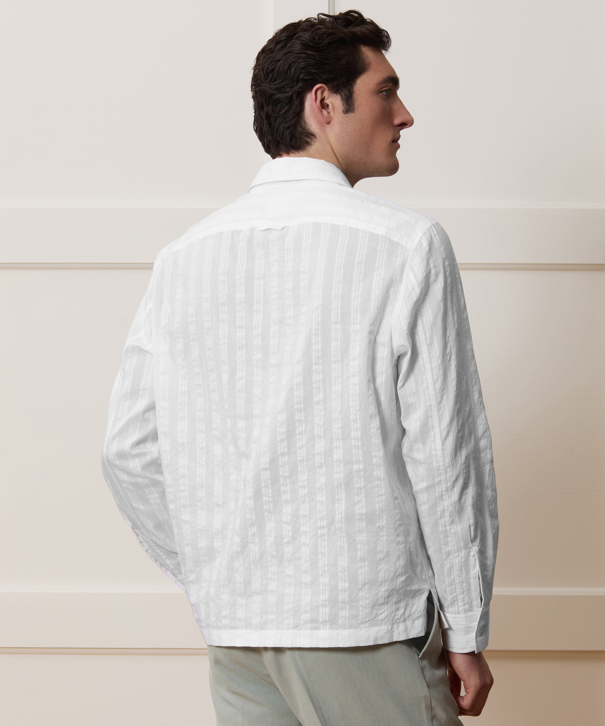 Relaxed Cotton-Silk Jacquard Camp Collar Shirt
