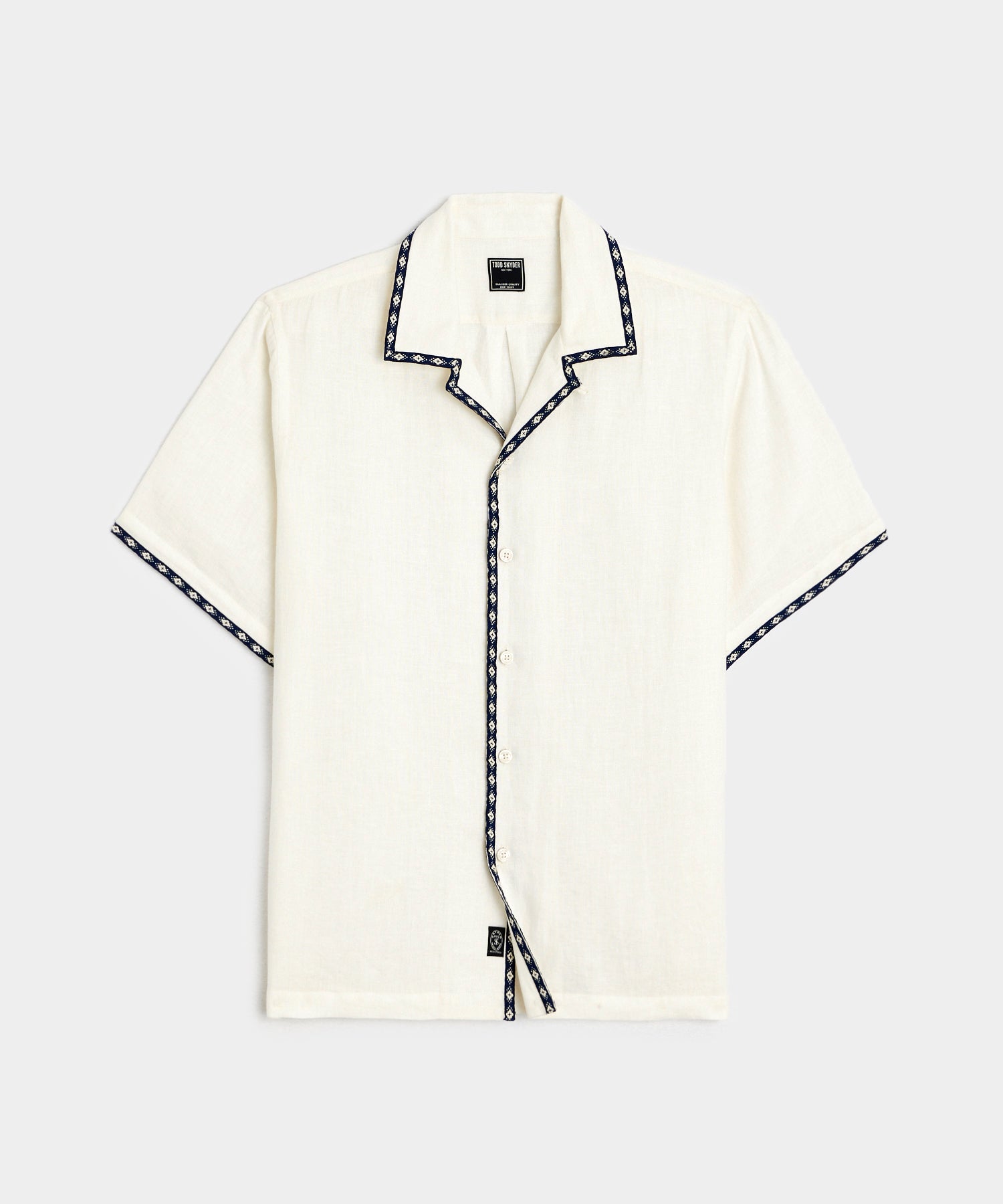 Tipped Embroidered Shirt in White