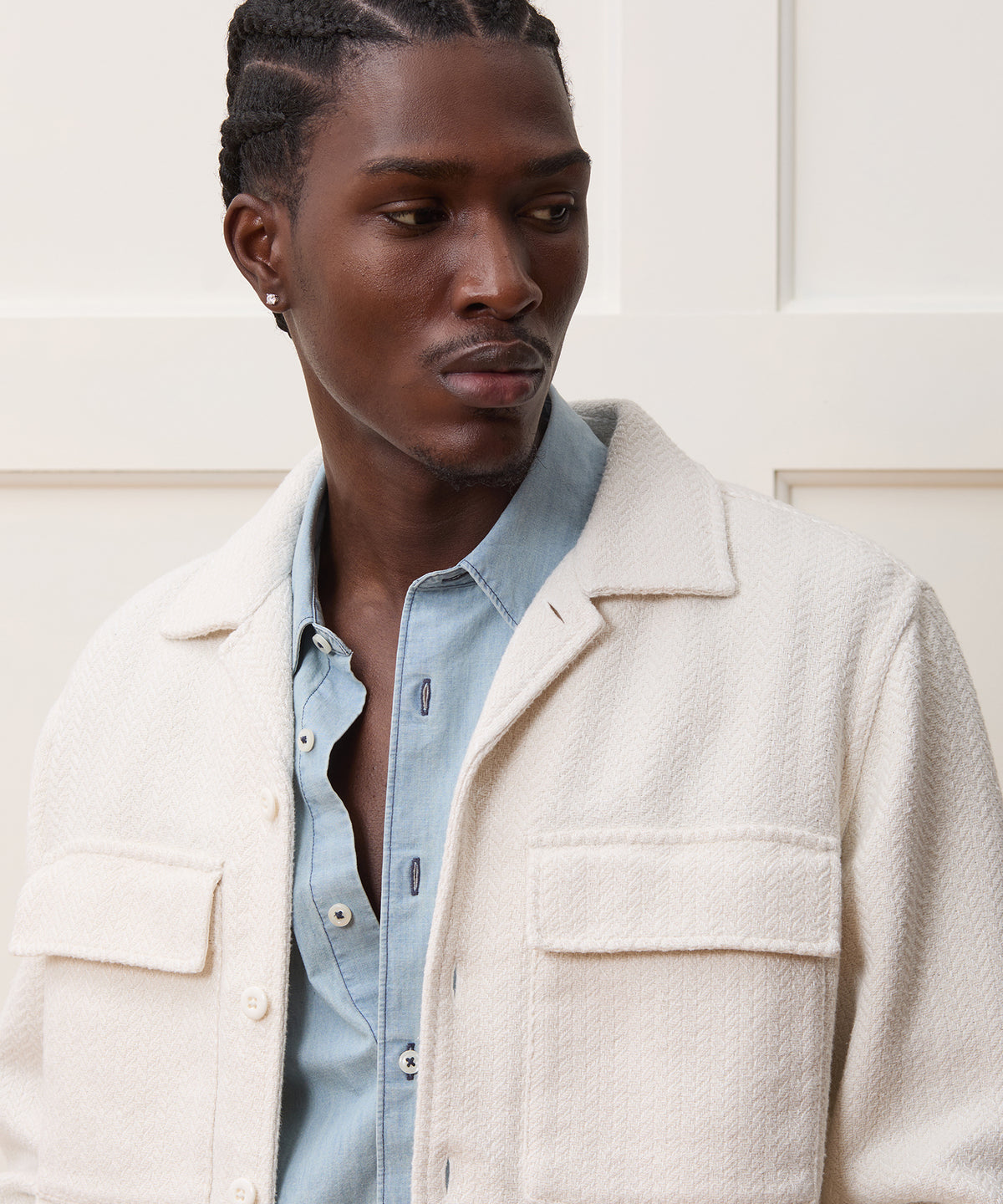 Linen-Cotton Textured Shirt Jacket