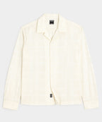 Cropped Embroidered Eyelet Camp Collar Shirt