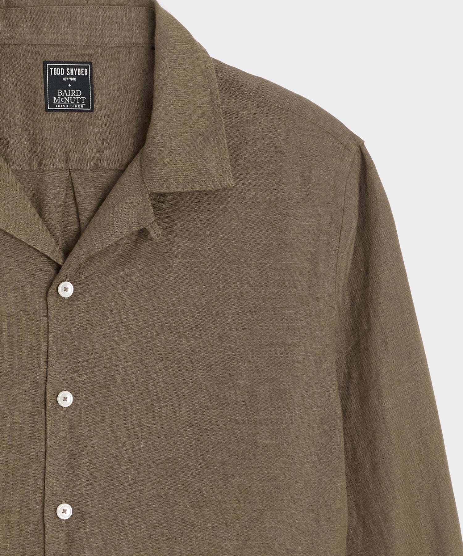 Cropped Sea Soft Irish Linen Camp Collar Shirt in Pale Oak – Todd