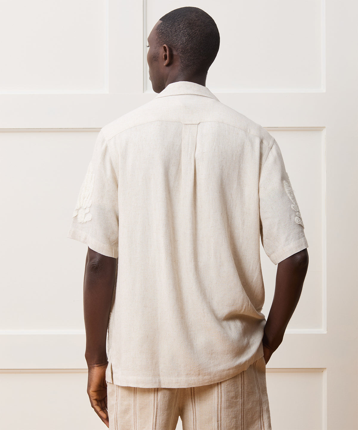 Embroidered Palm Leaf Camp Collar Shirt