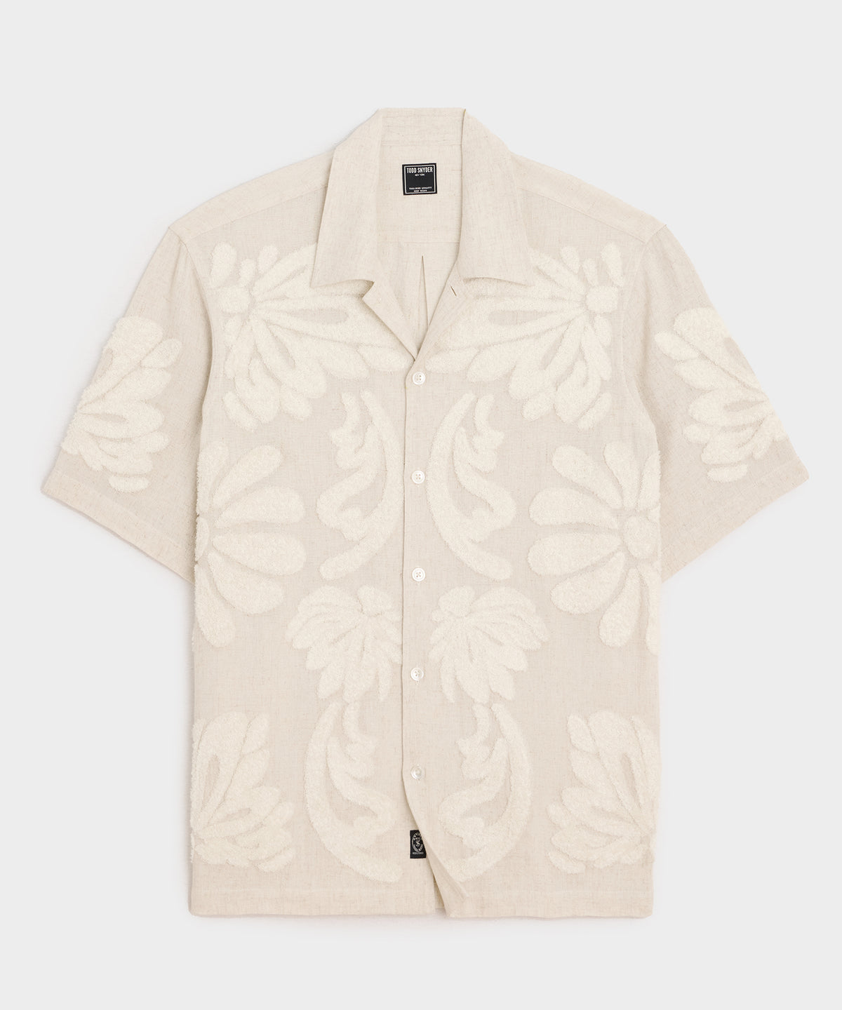 Embroidered Palm Leaf Camp Collar Shirt