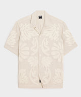 Embroidered Palm Leaf Camp Collar Shirt