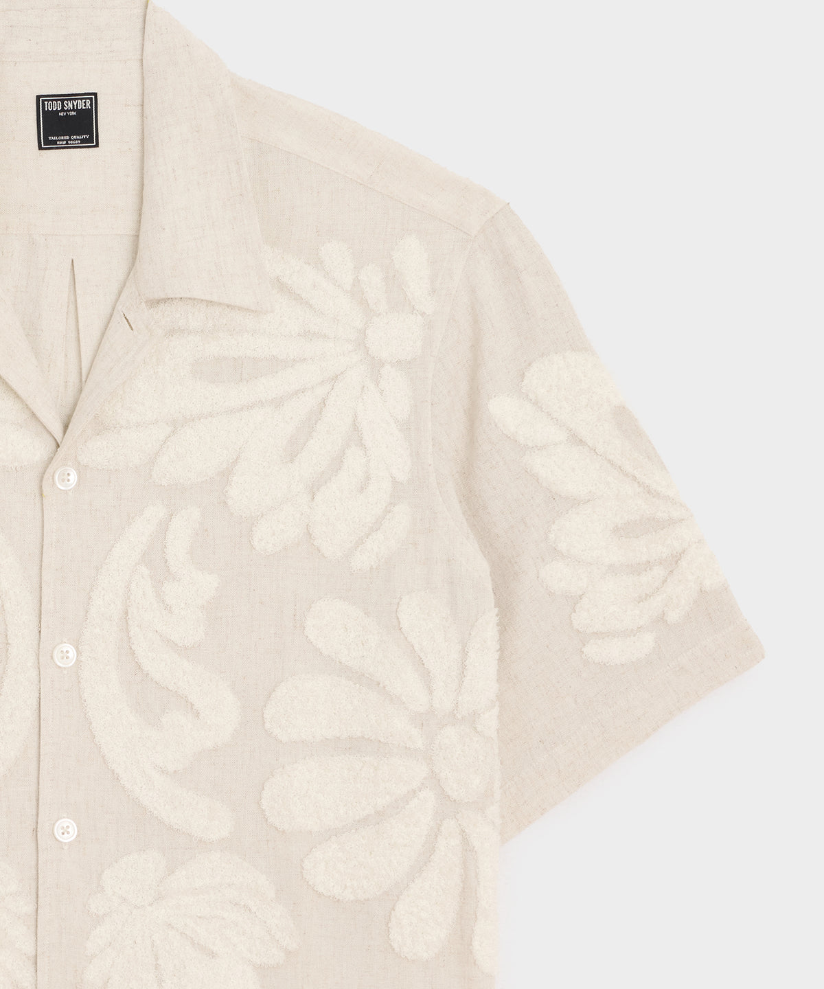 Embroidered Palm Leaf Camp Collar Shirt