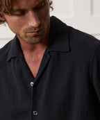 Relaxed Basketweave Camp Collar Shirt