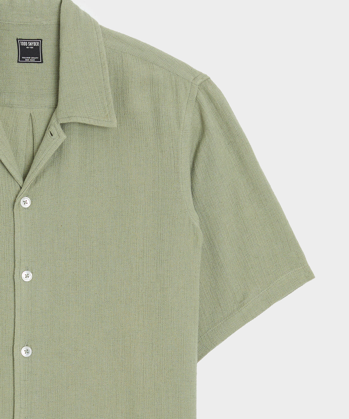 Relaxed Basketweave Camp Collar Shirt
