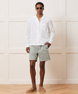 Cropped Seersucker Camp Collar Shirt