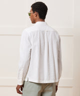 Cropped Seersucker Camp Collar Shirt