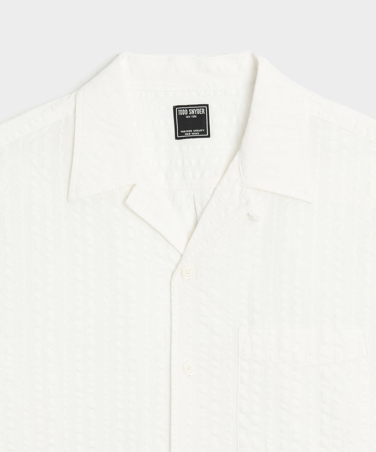 Cropped Seersucker Camp Collar Shirt