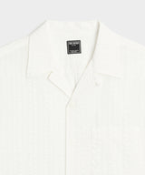 Cropped Seersucker Camp Collar Shirt