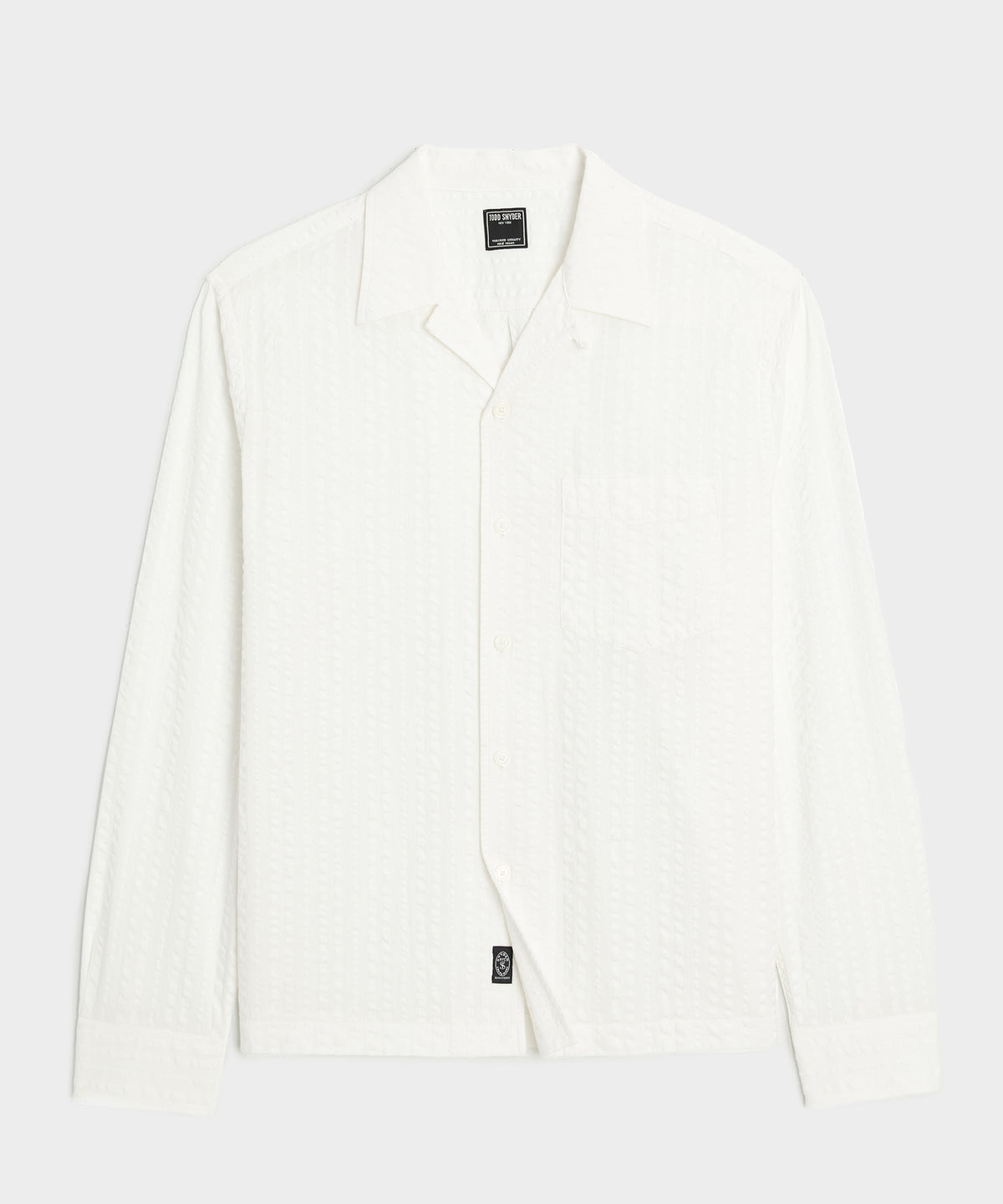 Cropped Seersucker Camp Collar Shirt