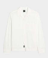 Cropped Seersucker Camp Collar Shirt