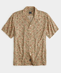 Tan Floral Camp Collar Shirt