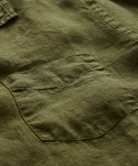 Sea Soft Irish Linen Camp Collar in Green