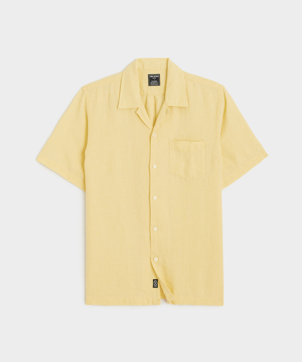 Sea Soft Irish Linen Camp Collar Shirt in Lemon
