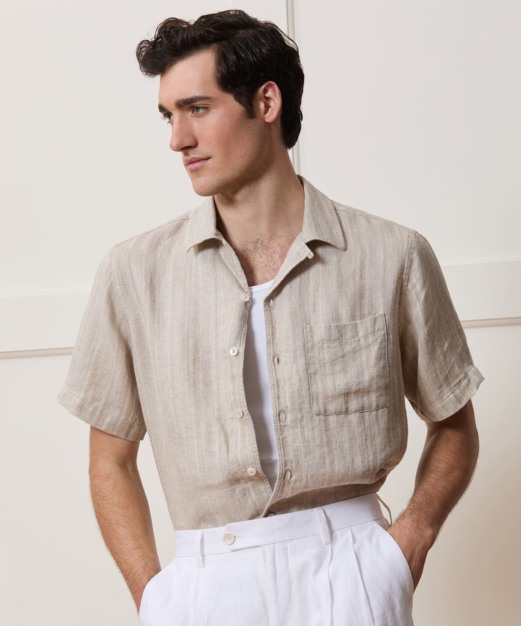 Textured Linen Capri Shirt