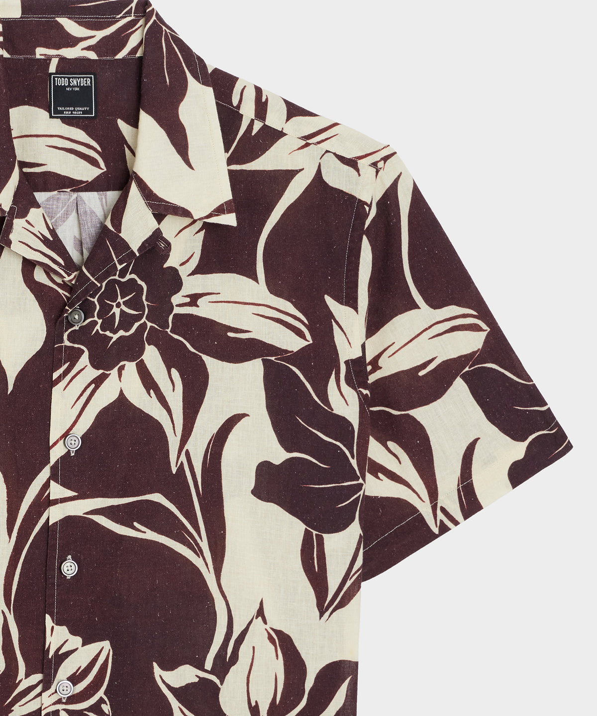 Cotton-Linen Floral Camp Collar Shirt