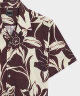 Cotton-Linen Floral Camp Collar Shirt