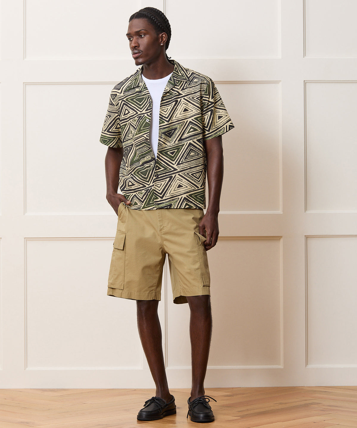 Cropped Silk-Cotton Camp Collar Shirt