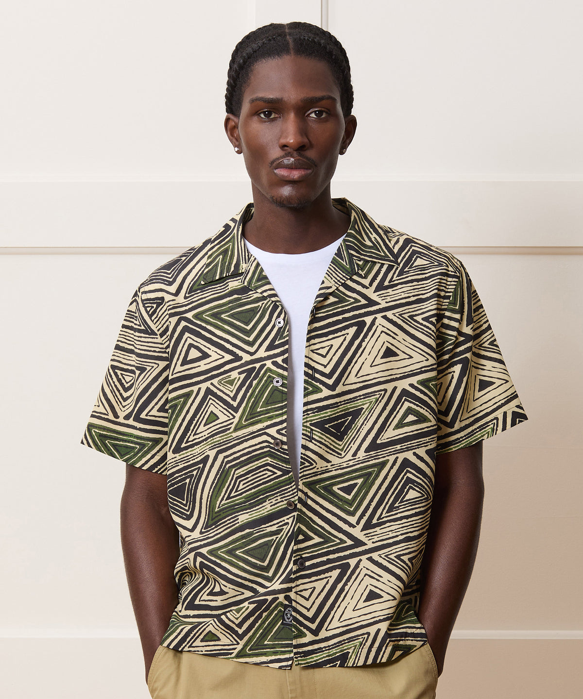 Cropped Silk-Cotton Camp Collar Shirt