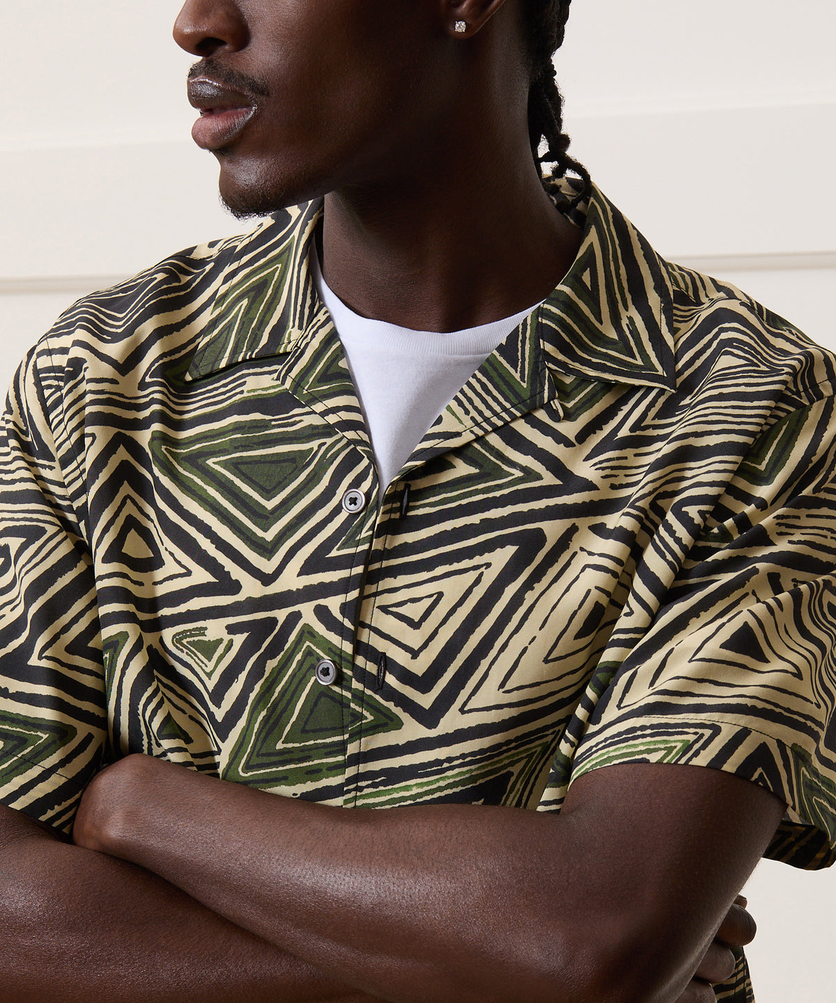 Cropped Silk-Cotton Camp Collar Shirt