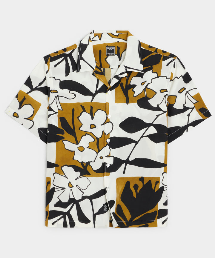 Cropped Silk-Cotton Camp Collar Shirt