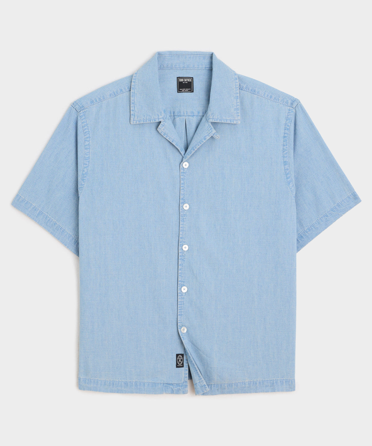 Cropped Chambray Camp Collar Shirt