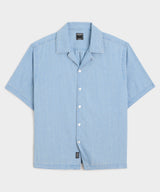 Cropped Chambray Camp Collar Shirt
