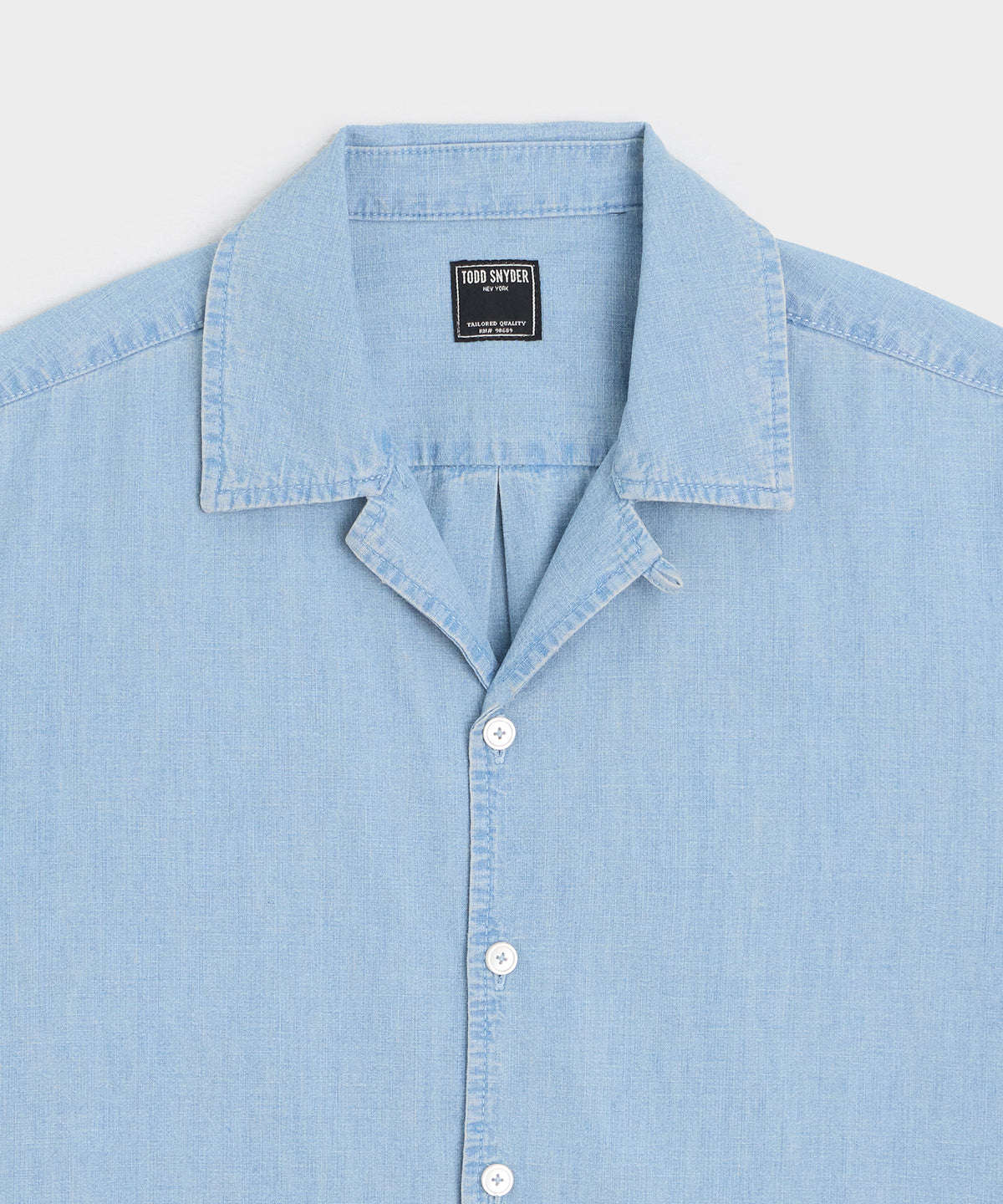 Cropped Chambray Camp Collar Shirt