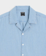 Cropped Chambray Camp Collar Shirt