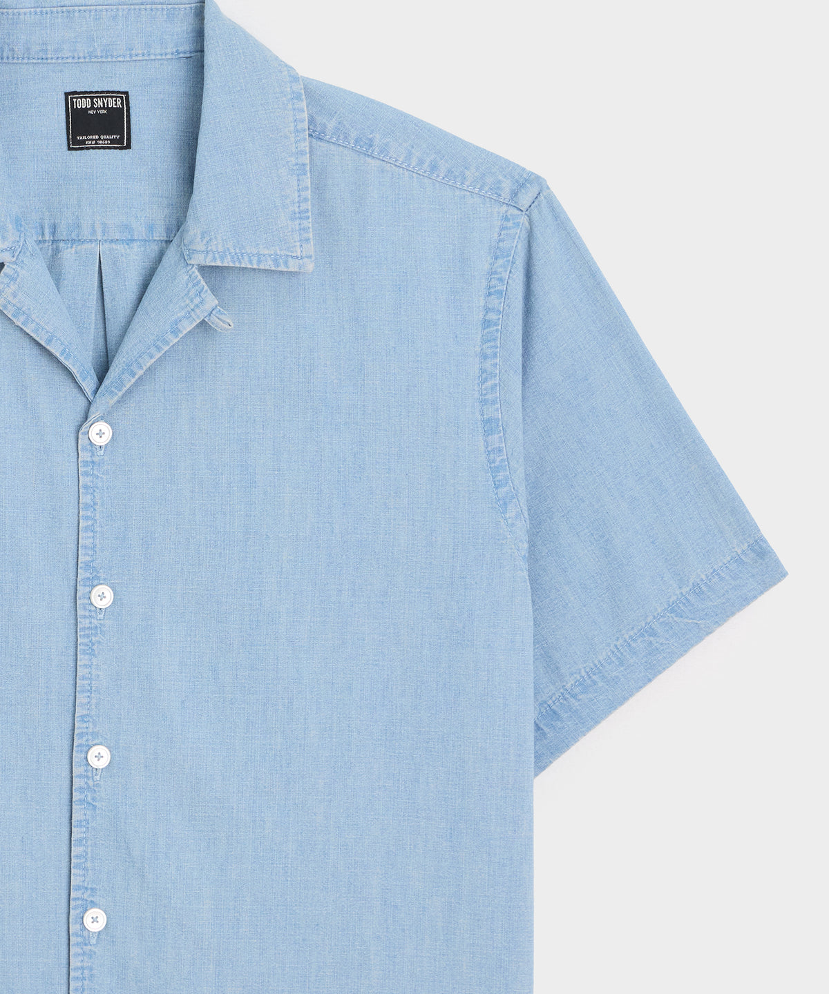 Cropped Chambray Camp Collar Shirt