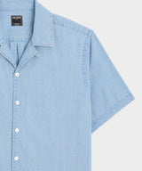 Cropped Chambray Camp Collar Shirt