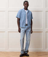 Cropped Chambray Camp Collar Shirt