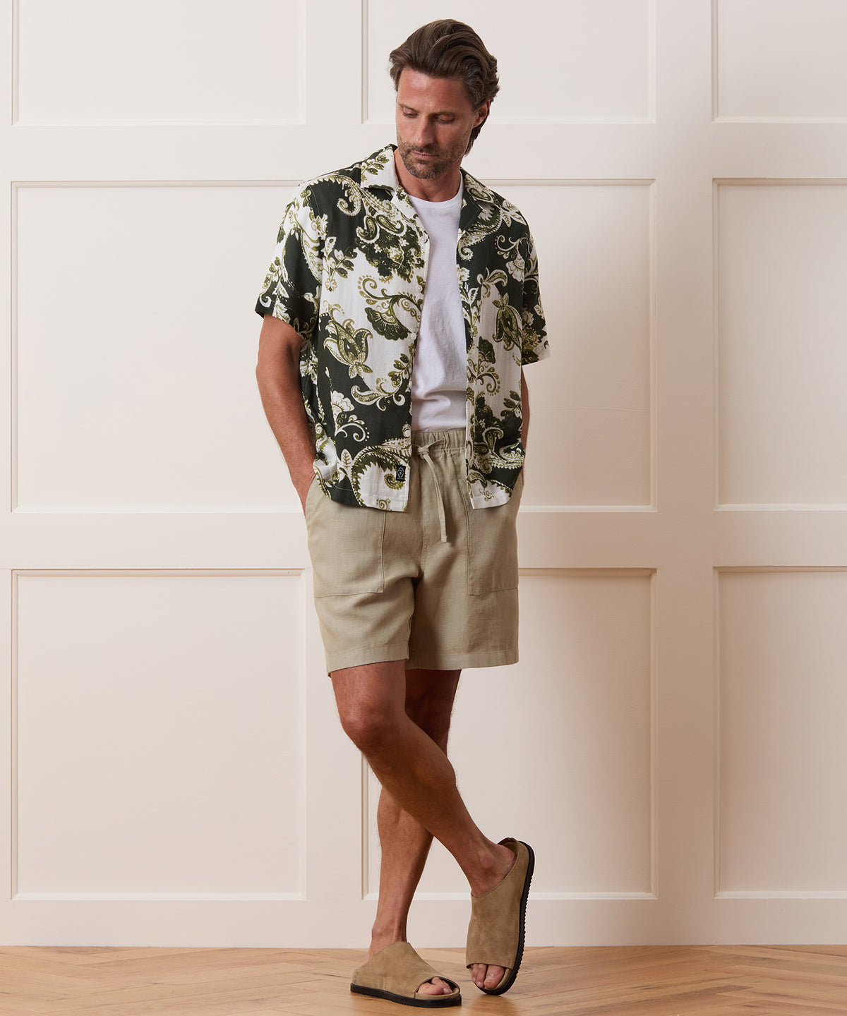 Cropped Cotton Crepe Camp Collar Shirt