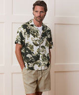 Cropped Cotton Crepe Camp Collar Shirt