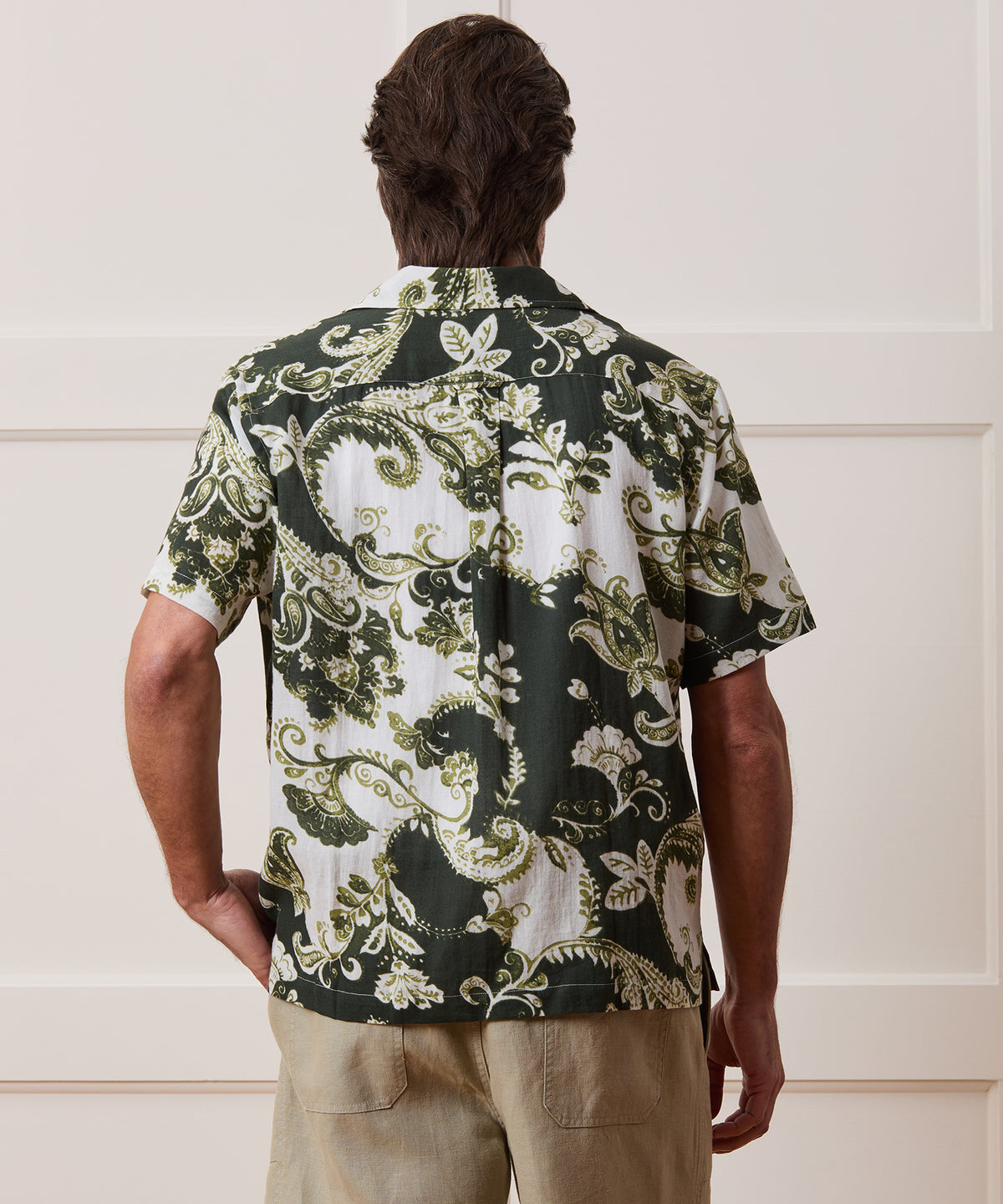 Cropped Cotton Crepe Camp Collar Shirt