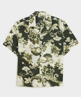 Cropped Cotton Crepe Camp Collar Shirt