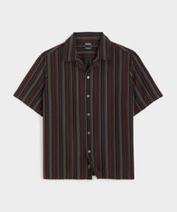 Cropped Multi-Stripe Shirt in Black